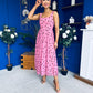 Nadia Sleeveless Midi Dress Polka Pink