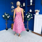 Nadia Sleeveless Midi Dress Polka Pink