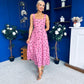 Nadia Sleeveless Midi Dress Polka Pink