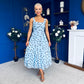 Nadia Sleeveless Midi Dress Polka Blue