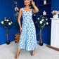 Nadia Sleeveless Midi Dress Polka Blue