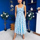 Nadia Sleeveless Midi Dress Polka Blue