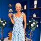 Nadia Sleeveless Midi Dress Polka Blue
