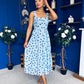 Nadia Sleeveless Midi Dress Polka Blue