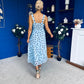 Nadia Sleeveless Midi Dress Polka Blue