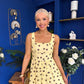 Nadia Sleeveless Midi Dress Polka Yellow