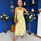 Nadia Sleeveless Midi Dress Polka Yellow