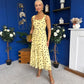 Nadia Sleeveless Midi Dress Polka Yellow