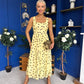 Nadia Sleeveless Midi Dress Polka Yellow