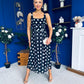 Nadia Sleeveless Midi Dress Polka Black