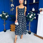 Nadia Sleeveless Midi Dress Polka Black
