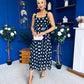 Nadia Sleeveless Midi Dress Polka Black
