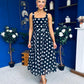 Nadia Sleeveless Midi Dress Polka Black