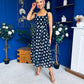 Nadia Sleeveless Midi Dress Polka Black