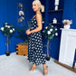 Nadia Sleeveless Midi Dress Polka Black