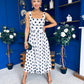 Nadia Sleeveless Midi Dress Polka White