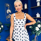 Nadia Sleeveless Midi Dress Polka White
