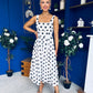 Nadia Sleeveless Midi Dress Polka White