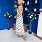 Nadia Sleeveless Midi Dress Polka White