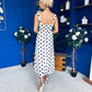Nadia Sleeveless Midi Dress Polka White
