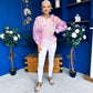 Bianka Full Sleeve Sheer Blouse Floral Lilac