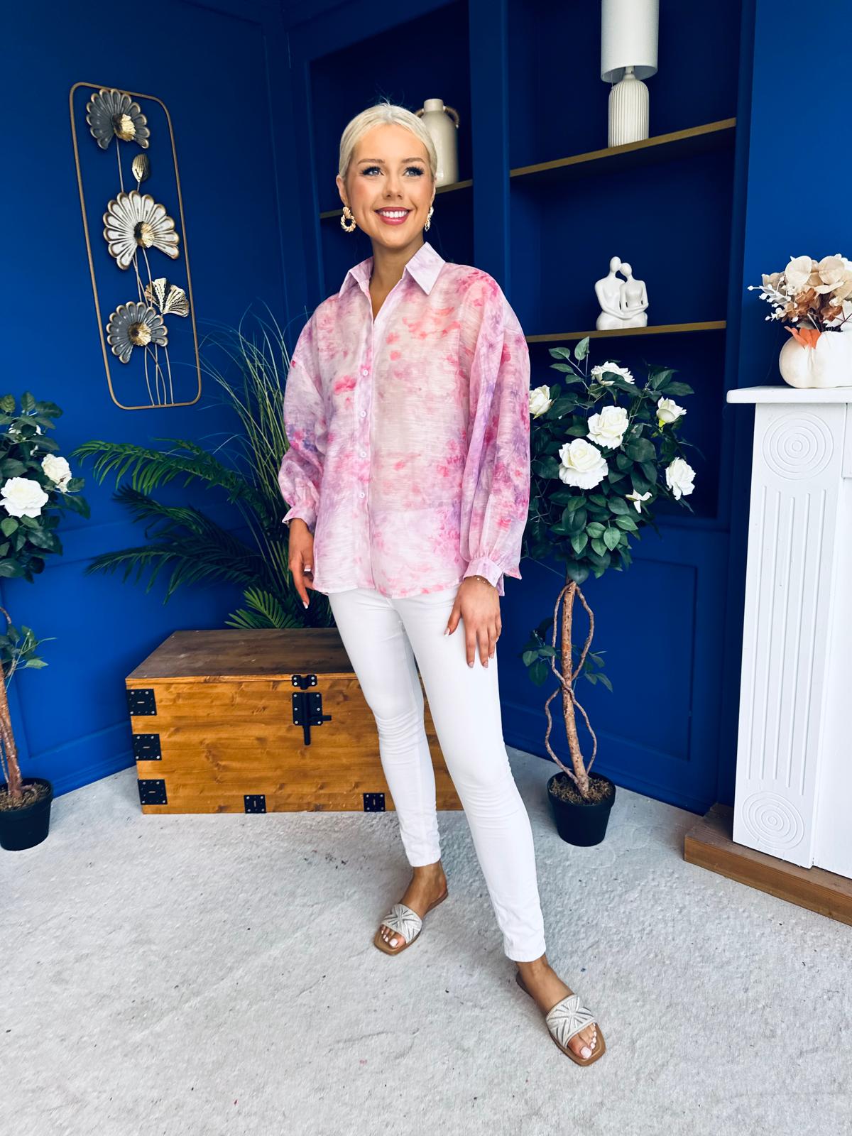 Bianka Full Sleeve Sheer Blouse Floral Lilac