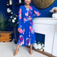 Kaylinn Banded Midi Dress Floral Cobalt