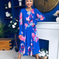 Kaylinn Banded Midi Dress Floral Cobalt