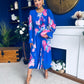 Kaylinn Banded Midi Dress Floral Cobalt