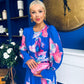 Kaylinn Banded Midi Dress Floral Cobalt