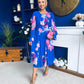 Kaylinn Banded Midi Dress Floral Cobalt
