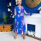 Kaylinn Banded Midi Dress Floral Cobalt