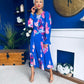Kaylinn Banded Midi Dress Floral Cobalt
