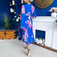 Kaylinn Banded Midi Dress Floral Cobalt