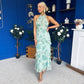 Terry Frill Trim Halterneck Dress Mint