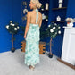 Terry Frill Trim Halterneck Dress Mint