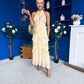 Terry Frill Trim Halterneck Dress Yellow