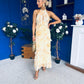 Terry Frill Trim Halterneck Dress Yellow