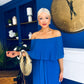 Aileen Pleated Bardot Midi Dress Cobalt
