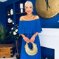 Aileen Pleated Bardot Midi Dress Cobalt