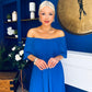 Aileen Pleated Bardot Midi Dress Cobalt