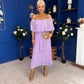 Aileen Pleated Bardot Midi Dress Lilac