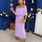 Aileen Pleated Bardot Midi Dress Lilac