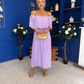 Aileen Pleated Bardot Midi Dress Lilac