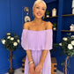 Aileen Pleated Bardot Midi Dress Lilac