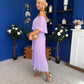 Aileen Pleated Bardot Midi Dress Lilac