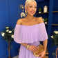 Aileen Pleated Bardot Midi Dress Lilac