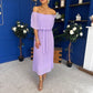 Aileen Pleated Bardot Midi Dress Lilac