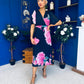 Saorlaith Pleated Midi Dress Floral Navy