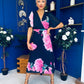 Saorlaith Pleated Midi Dress Floral Navy